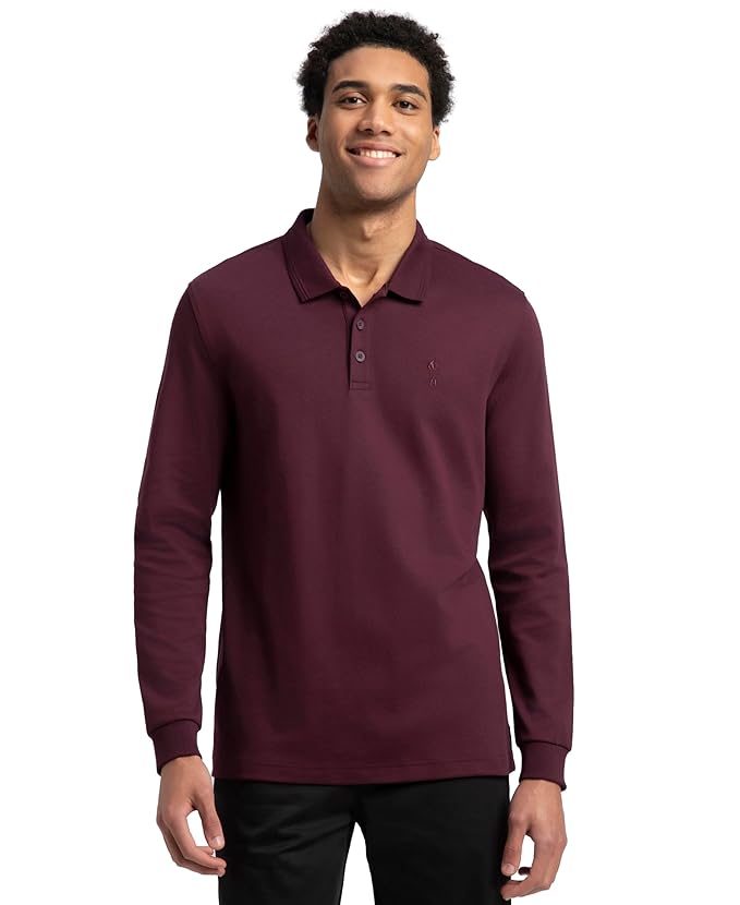 Jockey 3914 Men's Super Combed Cotton Rich Solid Regular Fit Full Sleeve Polo T-Shirt with Ribbed Cuffs