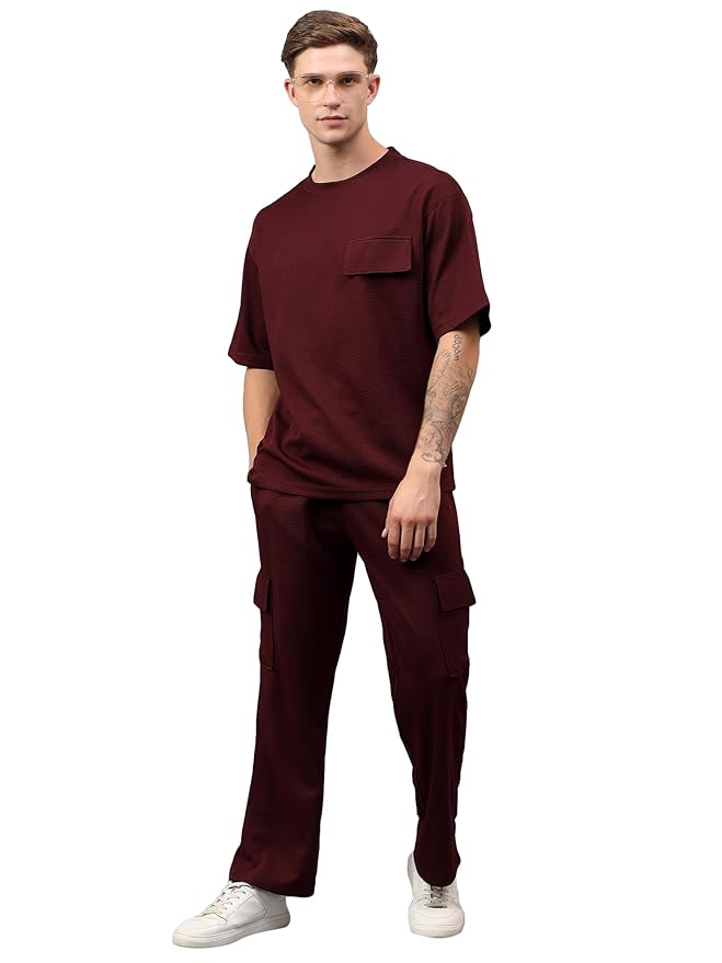 YHA Casual Oversize Round Neck Gents TrackSuit Stylish Summer Half Sleeves Mens Cord Set With Full Pant Lightweight Breathable Polycotton Fabric Co-ord Sets For Men