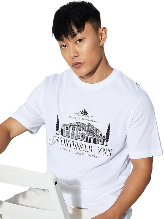 Max Men's Letter Print Regular Fit T-Shirt