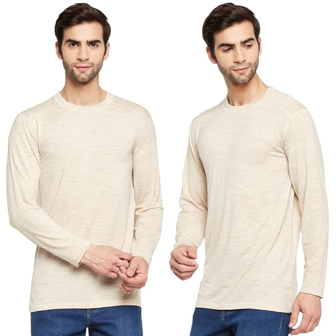 KOSHA Men's Merino Wool & Bamboo Full Sleeves Thermal Top (Pack of 2) | Suitable for Minus Degree Celsius