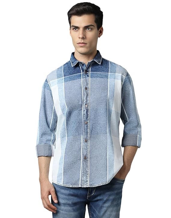 Louis Philippe Men's Checkered Slim Fit Shirt