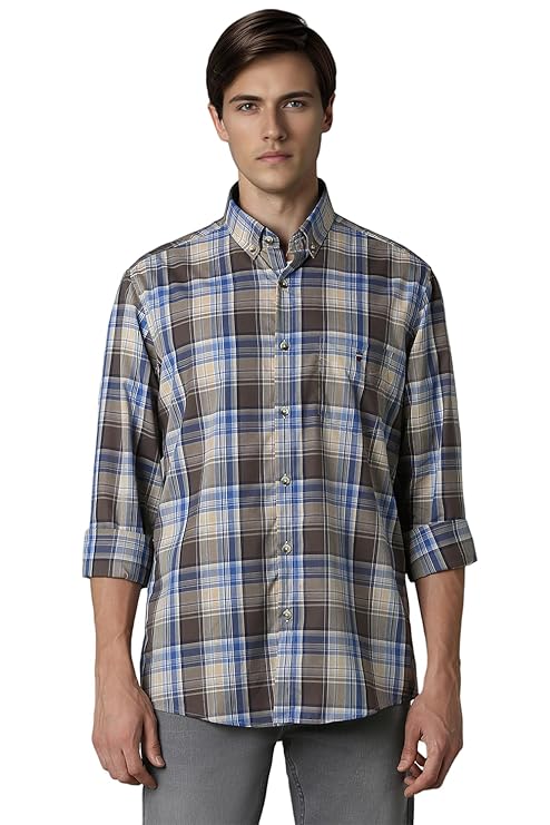 Louis Philippe Men's Checkered Slim Fit Shirt