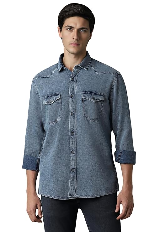 Louis Philippe Men's Cotton Solid Slim Fit Shirt