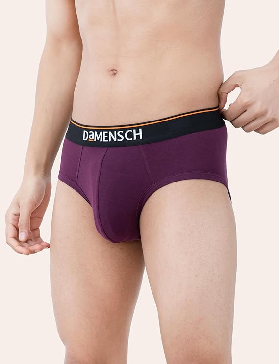 DAMENSCH Regular Fit Solid Cotton Blend Brief Underwear Anti-Bacterial Moisture Wicking Breathable Microfibre Waistband Stretchable Deo-Cotton Brief for Men