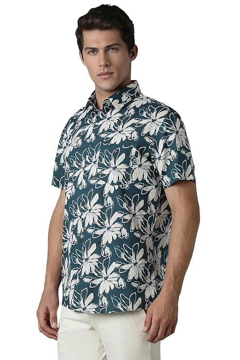 Louis Philippe Men's Cotton Floral Slim Fit Shirt