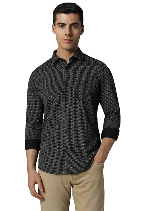 Louis Philippe Men's Cotton Printed Slim Fit Shirt