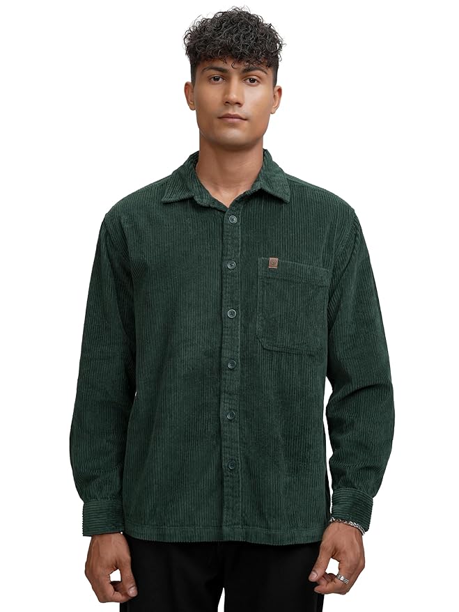 Locomotive Men's Solid Relaxed Fit Shirt