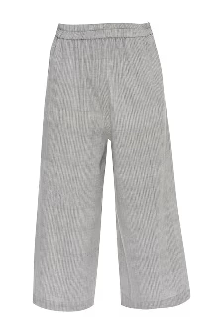 Urvashi Kaur  Grey Cotton Striped Pants