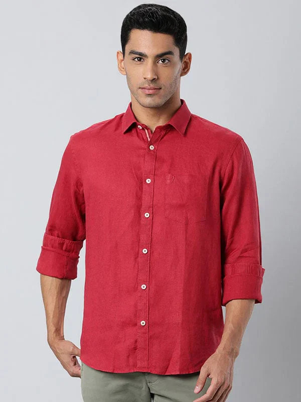Men Solid Half Sleeve Linen Shirt