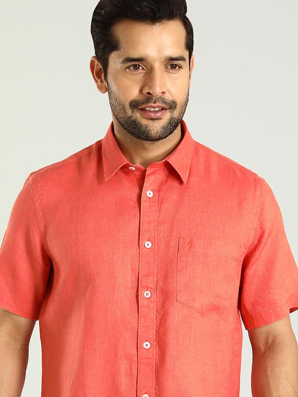 Men Solid Half Sleeve Linen Shirt