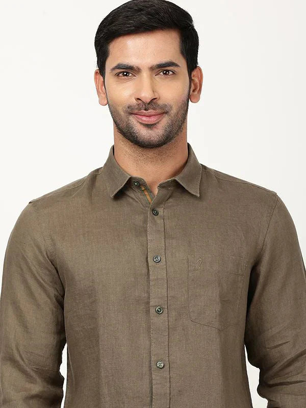 Men Solid Full Sleeve Linen Shirt