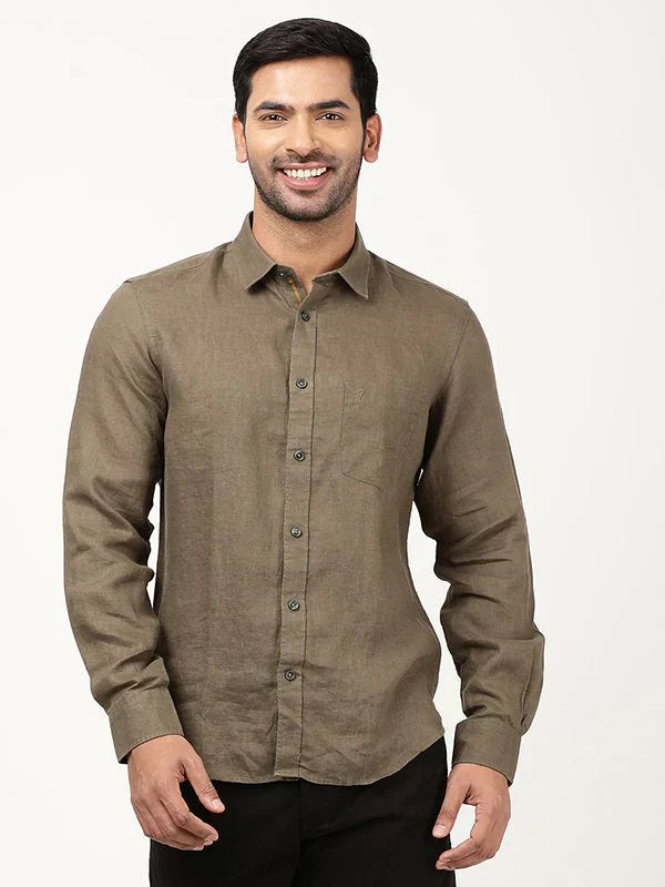 Men Solid Full Sleeve Linen Shirt
