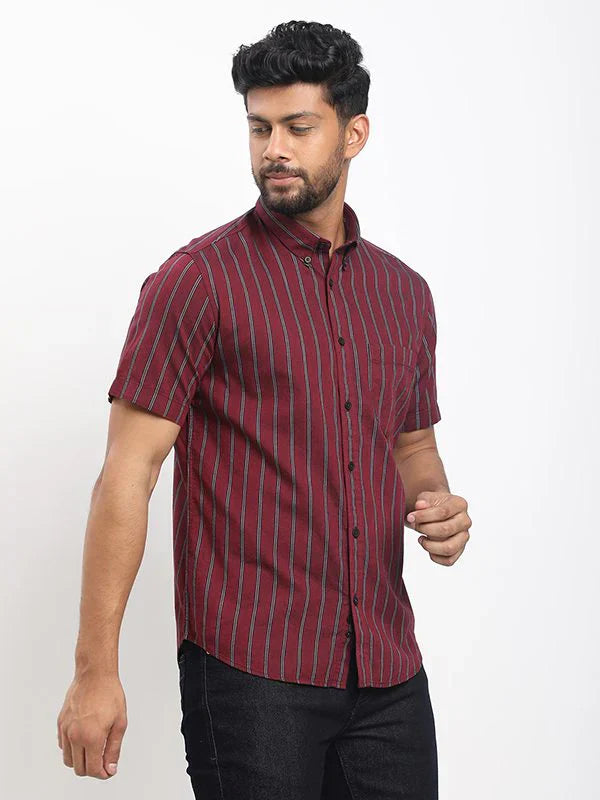 Fairtrade Men Striped Half Sleeve Cotton Shirt