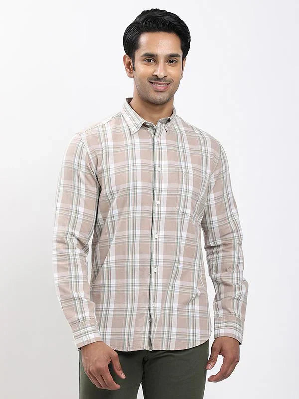 Fairtrade Men Checked Full Sleeve Cotton Blend Shirt