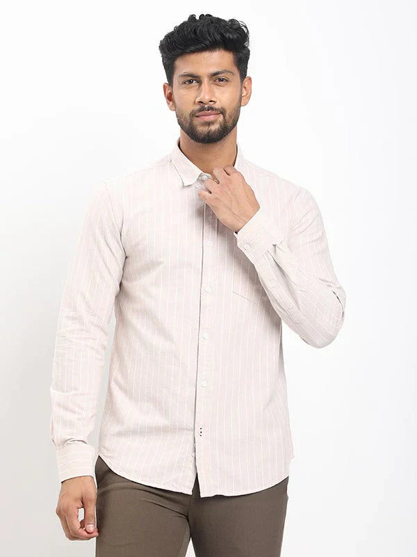 Fairtrade Men Striped Full Sleeve Cotton Shirt
