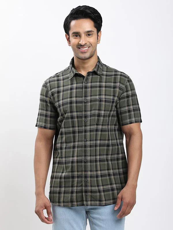Fairtrade Men Checked Half Sleeve Cotton Shirt