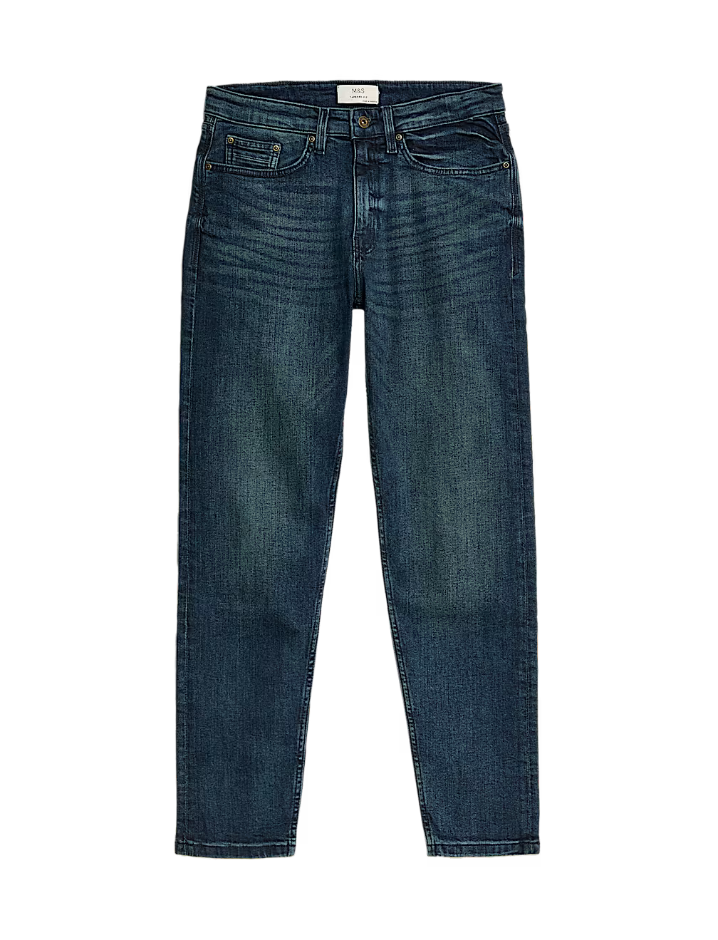Tapered Fit Vintage Wash Stretch Jeans