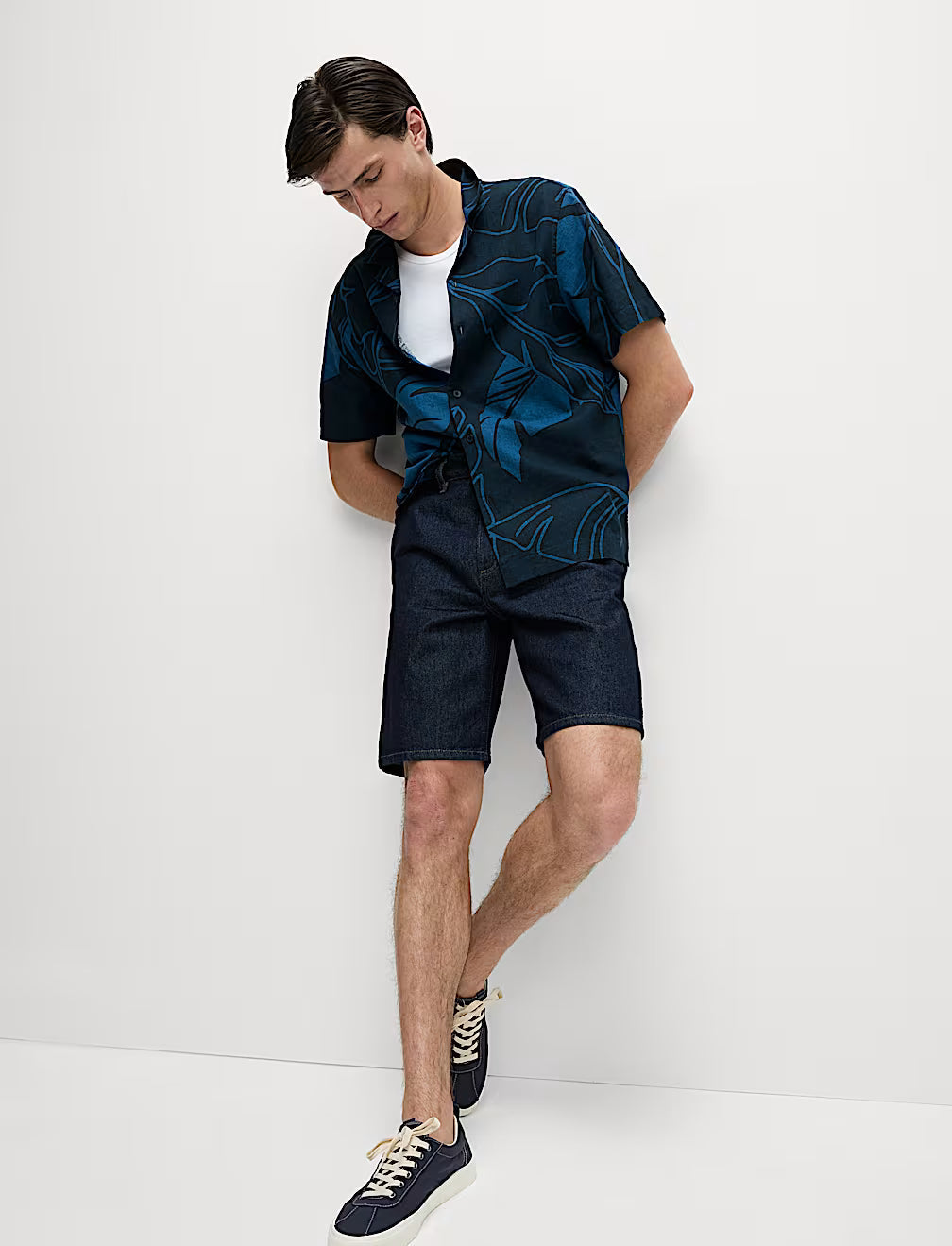 Linen Rich Leaf Print Shirt