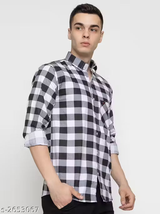 Frekman Stylish Cotton Blend Check Men's Shirt