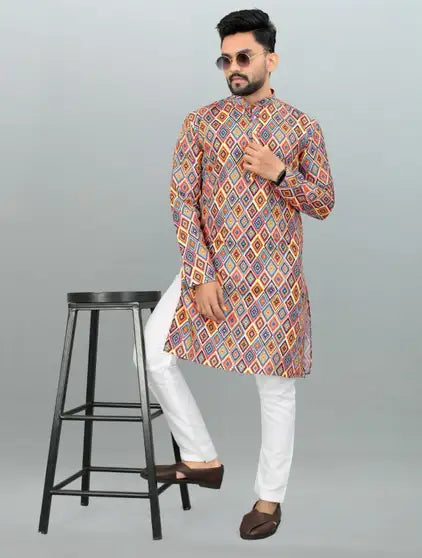 Men Printed Kurta (Multicolor)