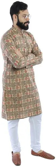 Men Printed Kurta (Beige)