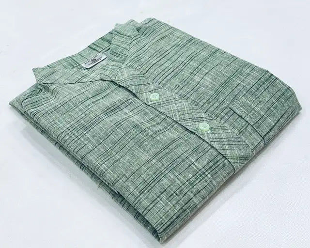 Men Self Design Kurta (Green)