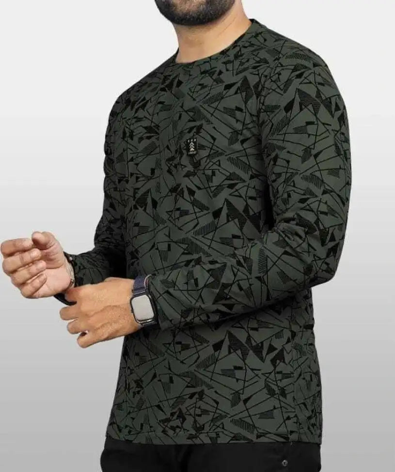 Printed Men Dark Green T-Shirt