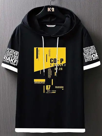 Printed Men Black T-Shirt