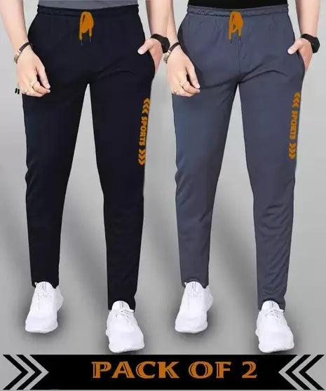 Printed Men Black, Grey Track Pants
