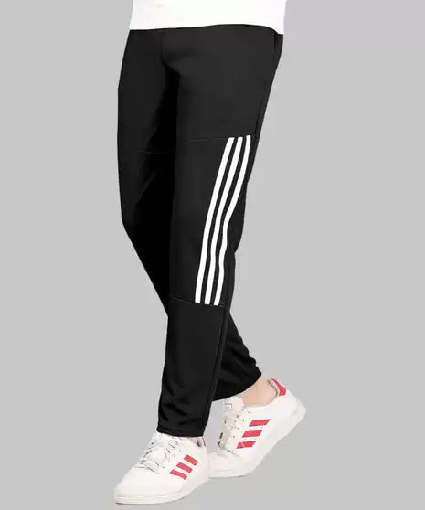 Striped Men Black, Grey, White Track Pants