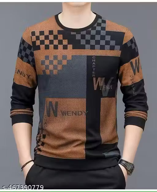 Mens Staylish Printed Lycra Full Sleeve T-Shirt