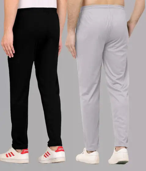Self Design Men Black, Grey Track Pants