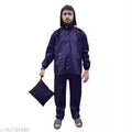 TRICWAY Men's Rainsuit/Rainwear/Raincoat/Barsaticoat 100% Waterproof Along With Hood and Side Pocket With Storage Bag (Navy Blue)