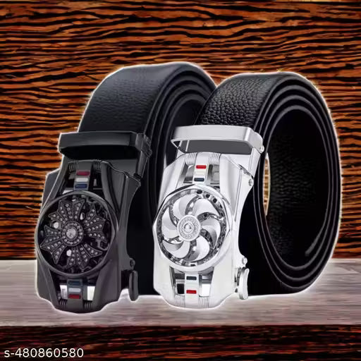 Combo pack of 2 belt for mens, spinner buckles